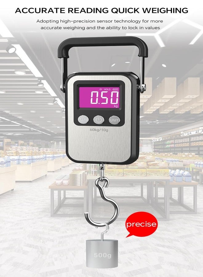 Mougerk Digital Luggage Weight Scale 132lb 60kg Hanging Scales Fish Scale, 2 AAA Batteries (Not Included) (Black) - Image 3